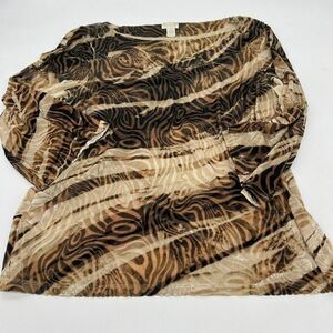 Chicos Animal Print velvet burnout blouse size 2 Medium